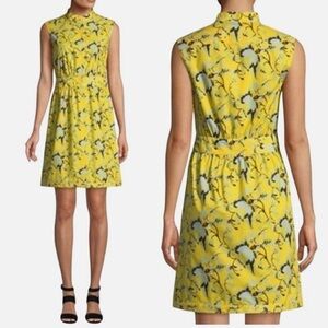 Diane Von Furstenberg Josie Yellow & Black Floral Sleeveless Dress sz 8